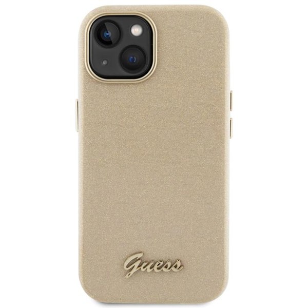 Skydd för iPhone 15 / iPhone 14 / iPhone 13 - Guess Glitter Glossy Glossy Script (GUHCP15SPGMCSD) - Glittrande Beige