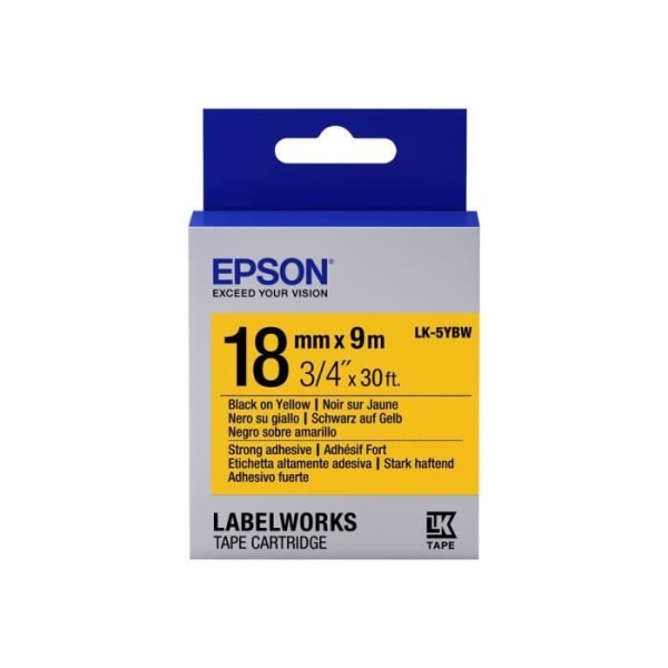 Epson LabelWorks LK-5YBW svart på gul rulle (1,8 cm x 9 m) 1 rull(ar) etiketttejp för LabelWorks LW-1000, LW-400,...