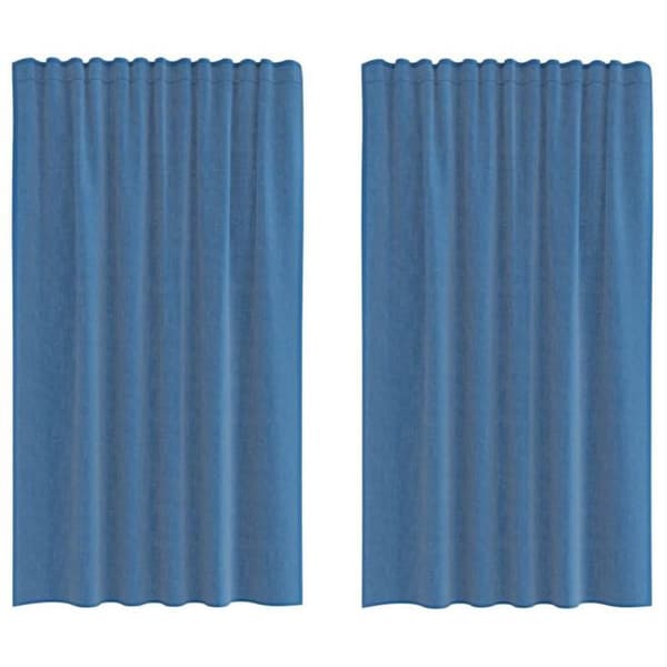 VIDAXL Gardin 2 st blå kunglig 140 x 175 cm, ögla Ø7 cm, 100% polyester kungsblå