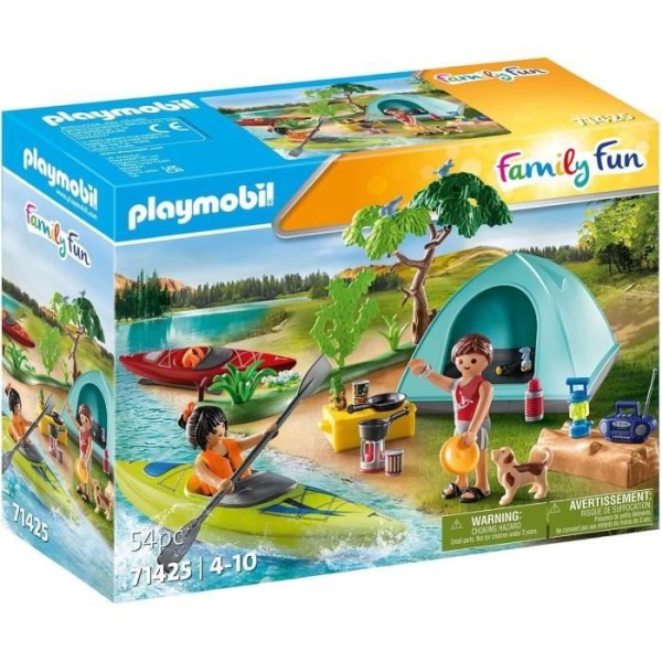 PLAYMOBIL - Familj och tält - Modell 71425 - Byggspel för barn - Flerfärgat och vitt