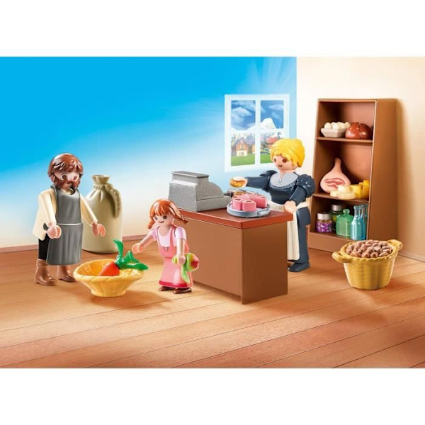 PLAYMOBIL - Heidi - Keller-familjens livsmedelsbutik - 3 tecken - Tillbehör ingår Blå