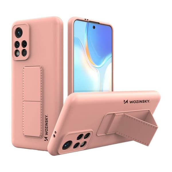 Rosa silikonfodral med ställ för Xiaomi Poco M4 Pro 5G