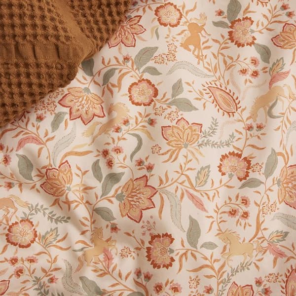 Mönstrad påslakan i percale av bomull, ALLURE - ESSIX - 200 x 200 cm - Rosa Ros