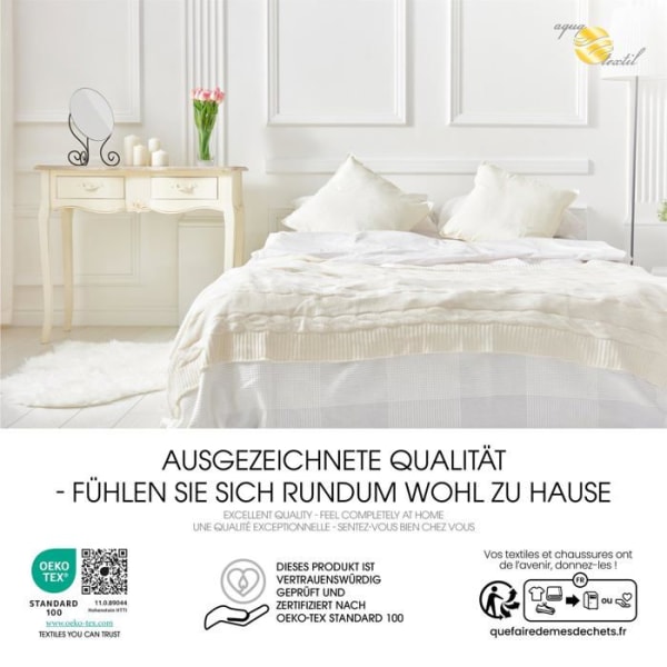 Aqua-textil - 10586 - Soft Touch Madrass Protector 140 x 200 cm Madrass Topper Under-Matress 1680g Oeko-TEX Termoregulating