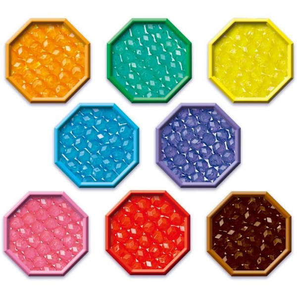 Kreativ fritid - AQUABEADS - Facetterad pärlpåfyllning - 800 mångfacetterade pärlor i 8 olika färger Flerfärgad