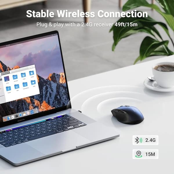 Trådlös mus - UGREEN - Ergonomisk - 6 knappar - Tysta klick - 2,4 GHz