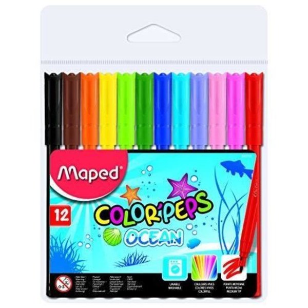 Maped Color`Peps Ocean-pennor med plastpåse-Asorterade färger-Pack med 12 - 845720