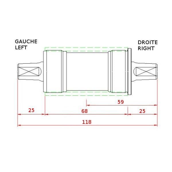 SUNRACE BBS 15 bottenfäste - Fyrkantig axel - 68x118L - MTB/Väg/stadscykel