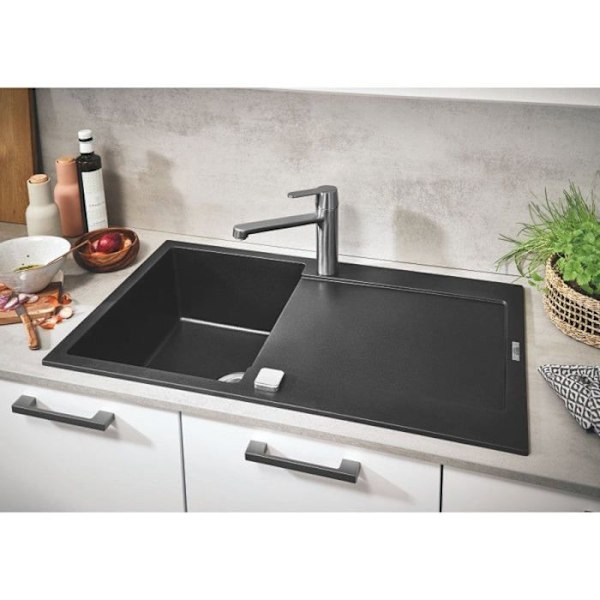 GROHE Get Supersteel diskblandare - Medium pip - 35 mm keramisk patron - Snabb installation - Borstat rostfritt stål Rostfritt stål