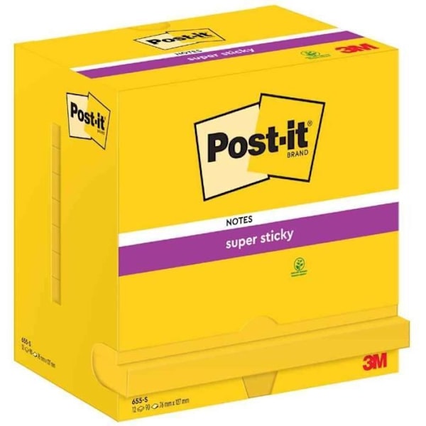 Super Sticky Notes självhäftande anteckningsblock - POST-IT - 127 x 76 mm - Narcissus gul - 90 ark / block Narcissus gul
