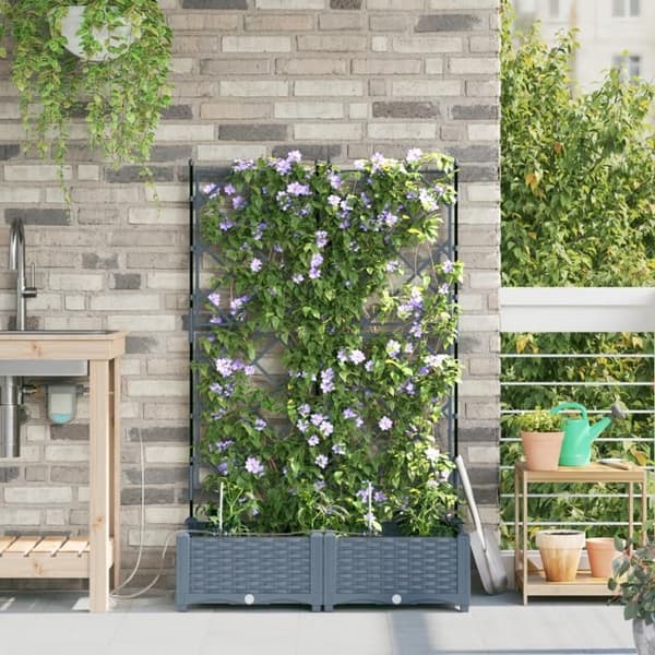 Planter med bevattningssystem 2 st Ljusgrå