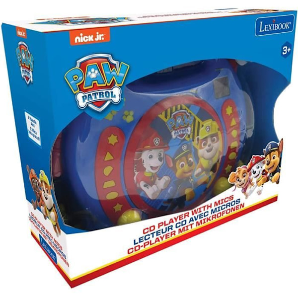 Bärbar CD-spelare med 2 Paw Patrol-mikrofoner Blå