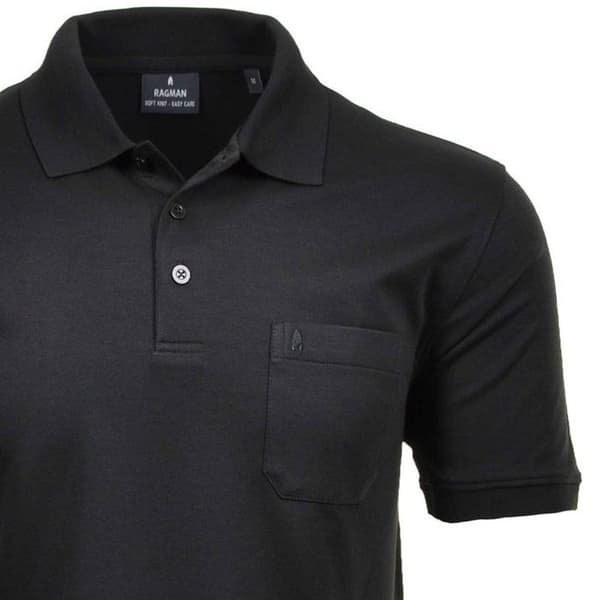 Ragman Herrpolo - ,,Softknit-Polo Svart S