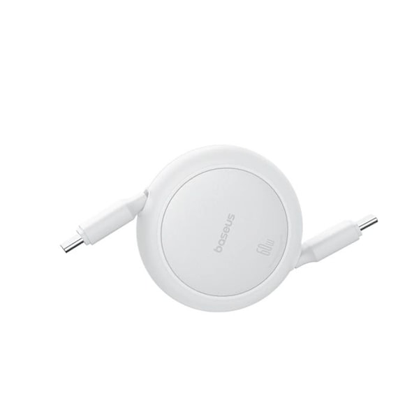 Data kabel Typ-C till Typ-C, 60W, 1m - Baseus Free2Pull Mini (P10364500211-01) - Månsken Vit
