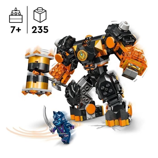 LEGO® 71806 NINJAGO Coles elementarrobot från jorden, leksak med 2 karaktärer inklusive en Cole-minifigur, Ninjapresent Svart