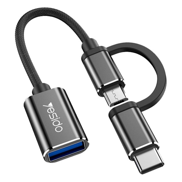 Adaptörer Typ-C, Micro USB till USB 3.0, OTG, 5Gbps - Yesido (GS02) - Svart