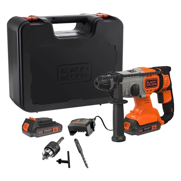 Black + Decker BCD900E2K-QW borrhammare - 18V - 2,5 Ah - SDS-Plus - Svart Svart