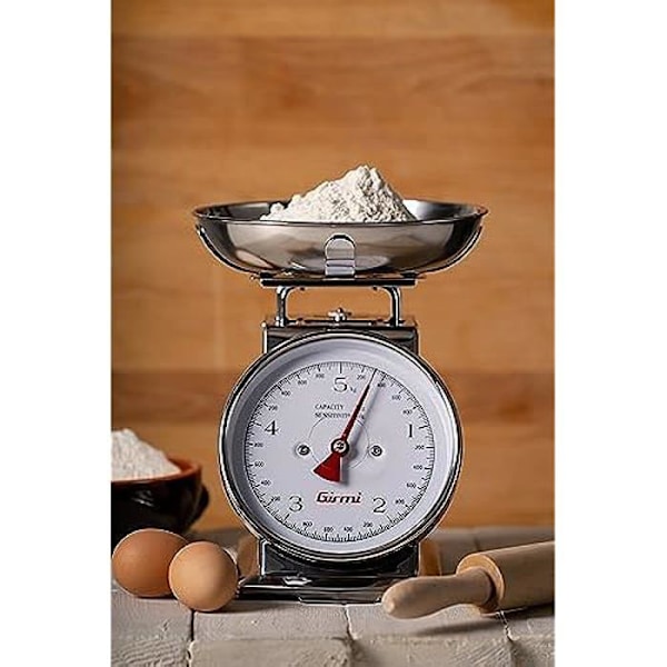 Mekanisk köksvåg - GIRMI - PS90 - Division 20g/5kg - Tarafunktion - Rostfri skål