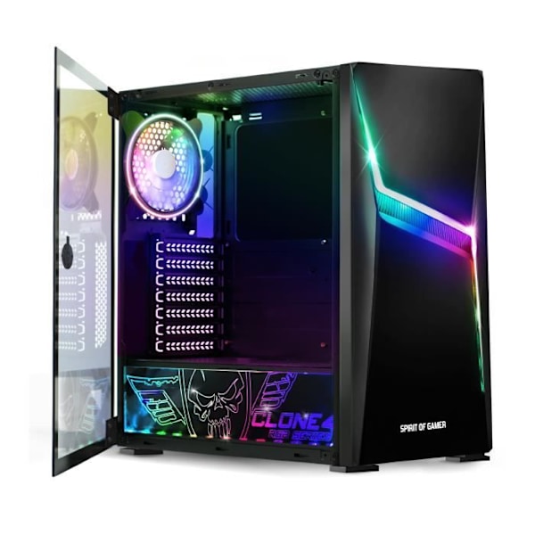 SPIRIT OF GAMER - Clone 4 ARGB Gamer PC-fodral - Mid-Tower ATX, Micro-ATX, ITX