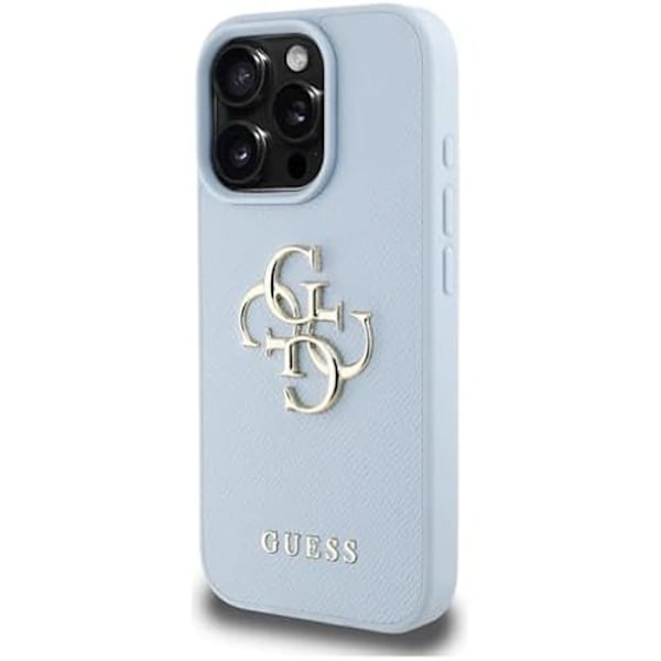Skydd för iPhone 16 Pro - CG MOBILE - Guess - 4G-logotyp med strukturerat mönster - Ekologiskt läder - Hårt blå