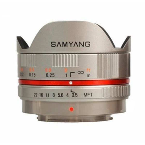 Samyang 7,5 mm f/3,5 objektiv för micro 4/3 sensor - Fish-eye - SILVER Silver