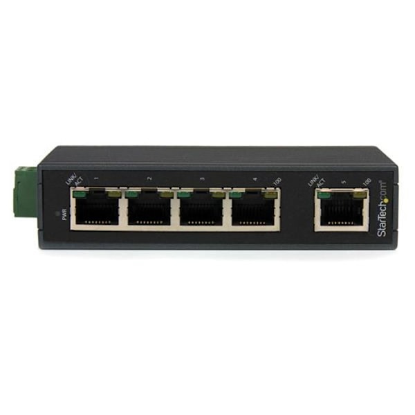 Nätverksbrytare - STARTECH - IES5102 - 5 portar RJ-45 - DIN-skenemontering - Ohanterad