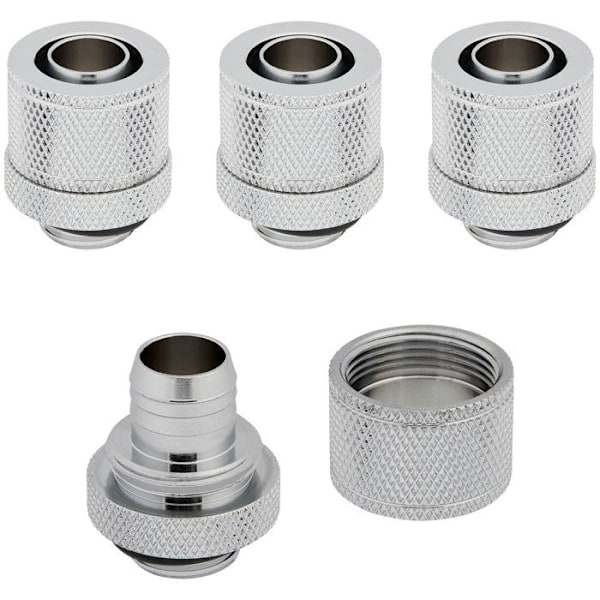 Corsair Hydro X Series XF Kompressionskoppling - Krom (x 4) - Paket med 4 kompressionskopplingar för 10/13 mm flexibla slangar -