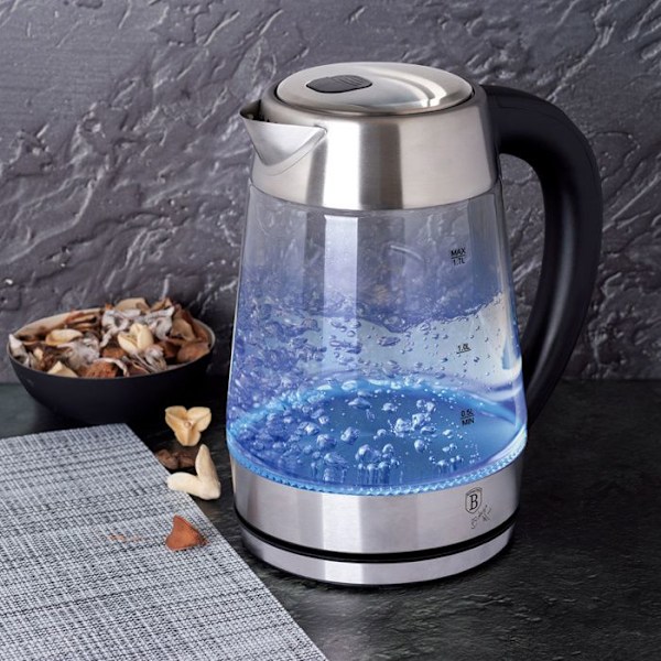 Elektrisk Kettle - BERLINGER HAUS - BH-9127 - 1,7L - Temperaturanpassning 60-100°C - Svängbar Bas transparent/svart/silver