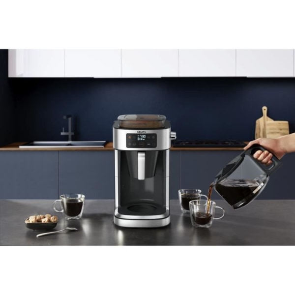 KRUPS KM760D10 Aroma Partner filterkaffebryggare - Lufttät behållare - Automatisk dosering - Upp till 15 koppar Rostfritt stål