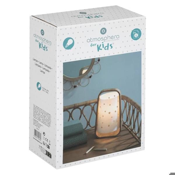 Bordslampa stjärnor H.28cm bambu Vit
