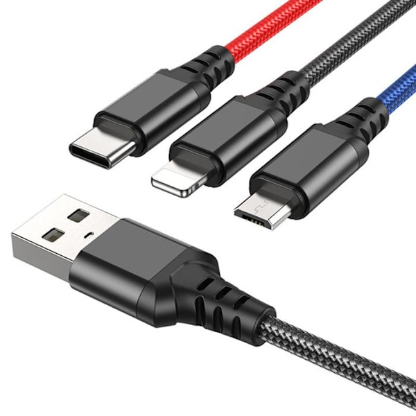 USB-A till Type-C, Lightning, Micro-USB, 2A, 1m - Hoco Super (X76) - Svart