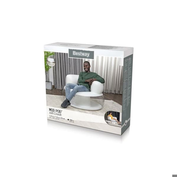 Inflatable Fåtölj - BESTWAY - Mod Pod - 112x112x70 cm - Vit - Blå Vit blå