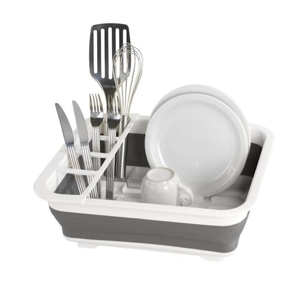 Diskställ - WENKO - Gaia - Fällbart - Plast - Vit-Grå Vit grå