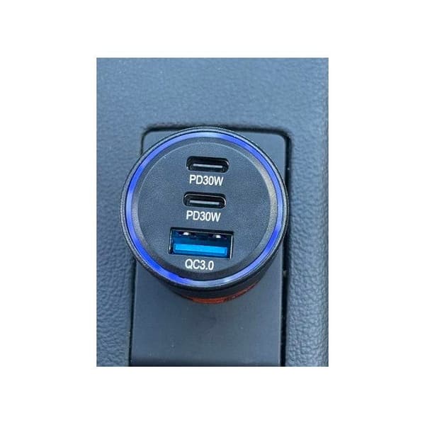 Bil-laddare THOMSON - 12/24V 60W - 2x-USB-C: PD 30W + USB-A QC 3.0 18W