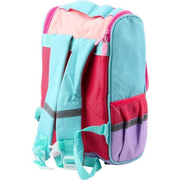 Cartable Lean Skolväska vit med fågelhängsmycke, kattmotiv, 21 L