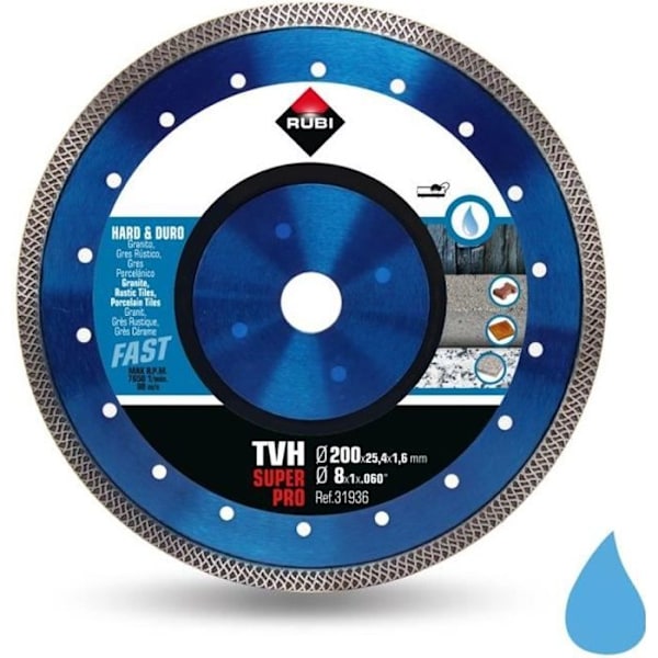 Diamantskiva - RUBI - TVH Turbo Viper - 200 mm - Hög skärhastighet - Kvalitetsfinish