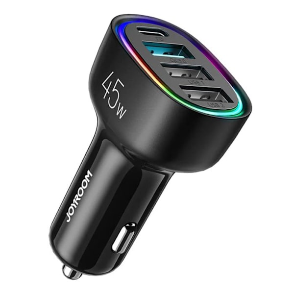 Automatisk laddare 3x USB, Typ-C, snabbladdning, 45 W - JoyRoom (JR-CL09) - Svart