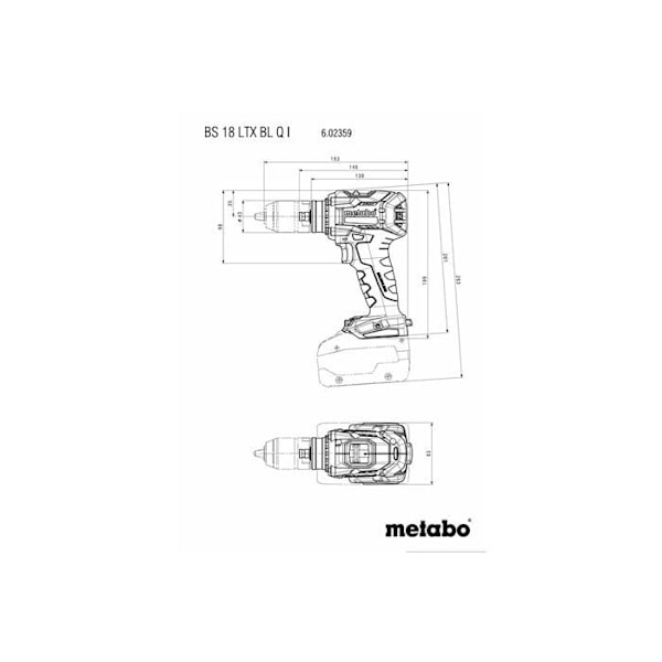 Metabo BS 18 LTX BL Q I sladdlös borrskruvmejsel - Nyckellös chuck - 18V batteri - Trä - Skruvmejsel