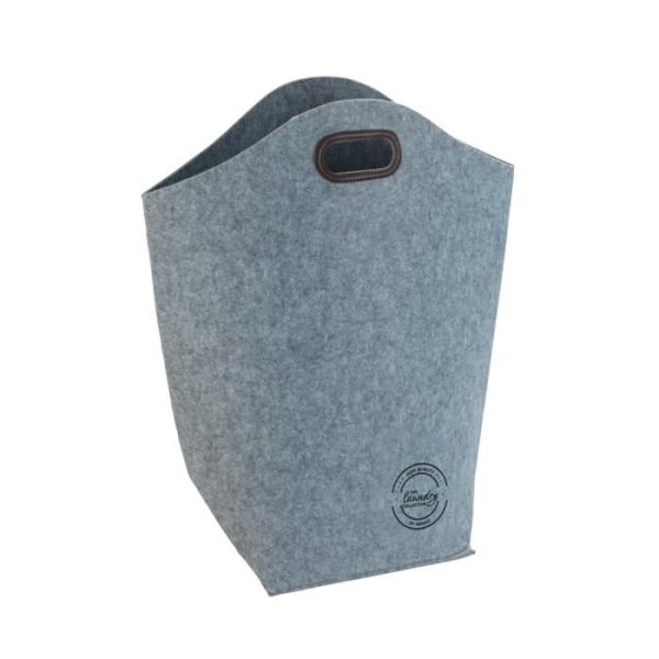 WENKO filttvättkorg och förvaringskorg, smutsig tvättkorg med bärhandtag, 42L kapacitet, polyester, grå