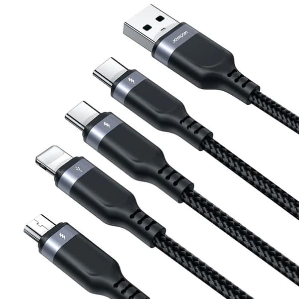 USB-kabel till 2x Typ-C, Lightning, Micro-USB, 3,5 A, 1,2 m - JoyRoom (S-1T4018A18) - Svart