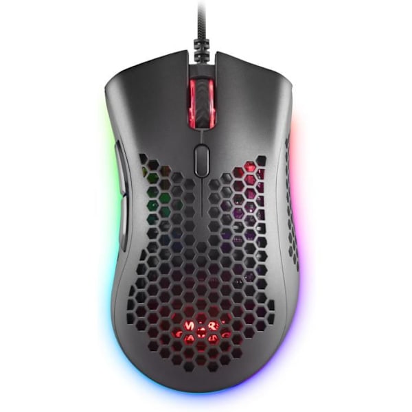Souris Gamer - Mars Gaming - MMEX Noir - 32K DPI - RGB - Feather Paracord-kabel Svart