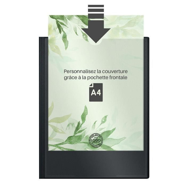 Anpassningsbart A4-dokumentomslag WAYTEX 931443 60 visningar 30 fickor svart polypro-fodral Svart