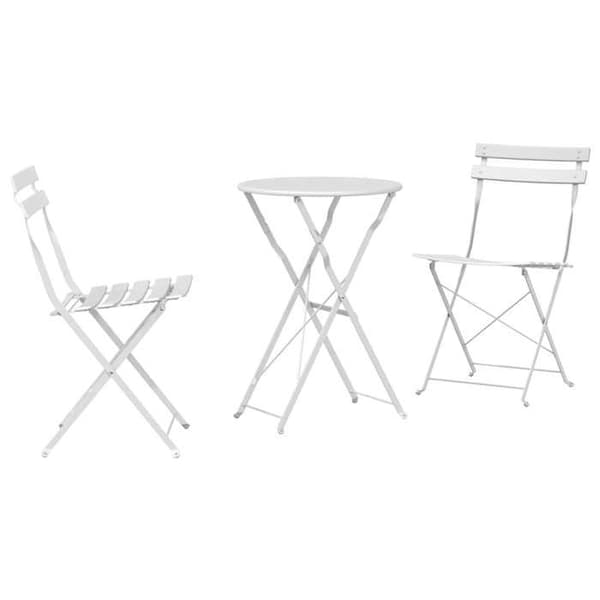 vidaXL Bistroset 3 delar Fällbar Vit Stål 42002968