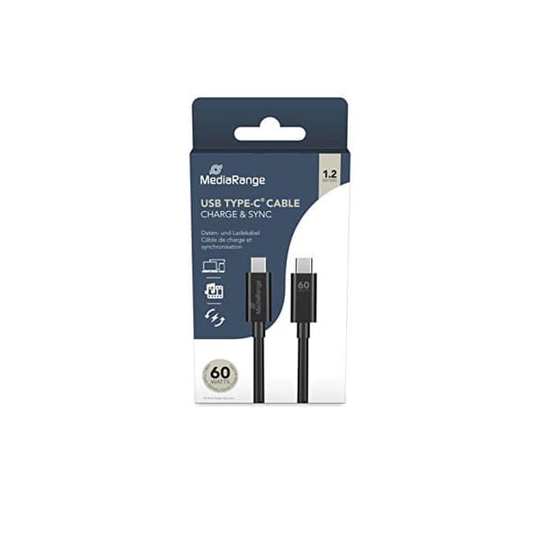 USB Typ-C-kabel - MediaRange - 60W - 5 Gbit/s - 1,2 m - Svart