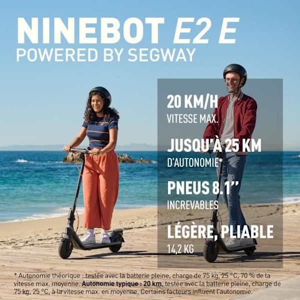 Ninebot E2 E elskoter som drivs av Segway Svartgrå