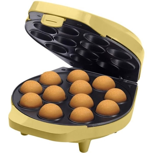Bestron Cake pop maker i retrodesign, Inkluderar cake pop hållare, gaffel & 12 cake pop sticks, Färg: gul Gul