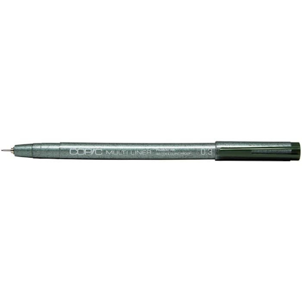 Tuschpenna - Copic - Multiliner - 0,3 mm - Grön färg - Fin spets