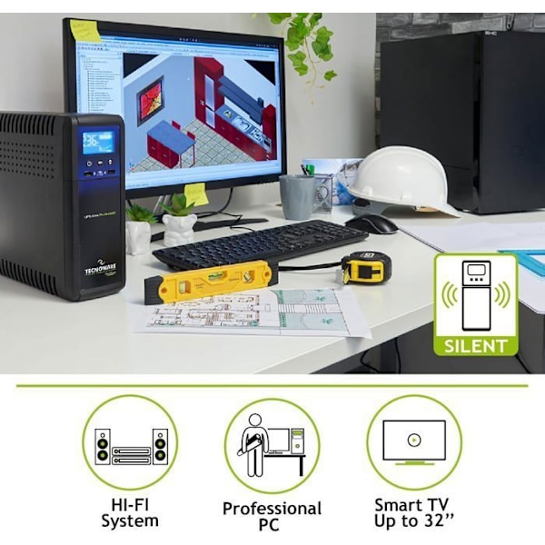 Ondulator - Tecnoware - EXA PLUS 1500 - 1500 VA - Autonomi 40 min - Tyst och kompakt