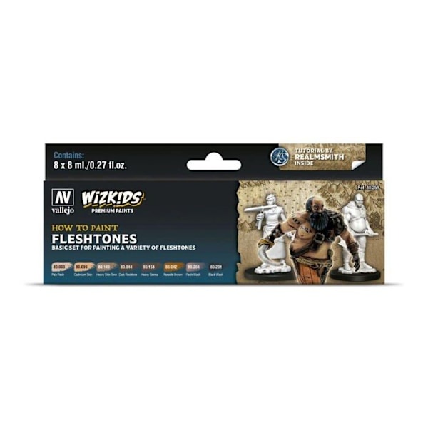 Vallejo - 214967 - WizKids färger hudtoner Kit Modell, VAL80259, Blandade färger, 8 ML (Set om 8)