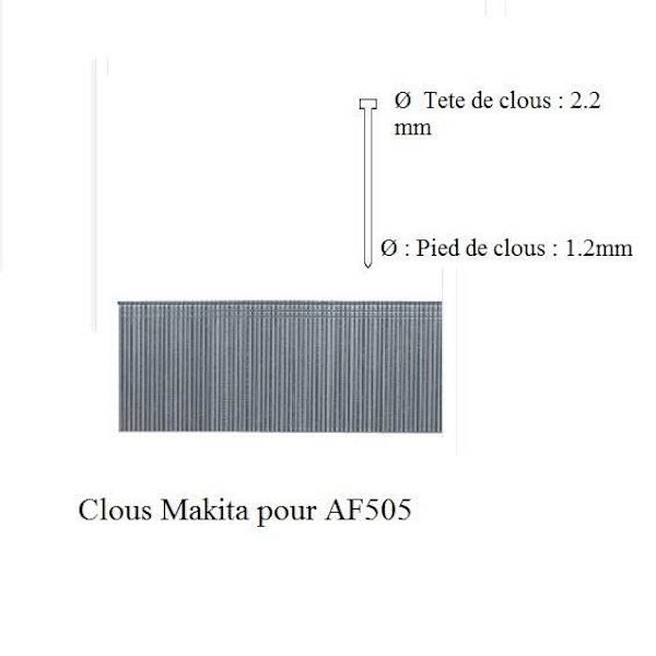Clous - Makita - AF505 - 5000 enheter - Längd 30 mm - Galvaniserade